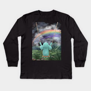 Elephant Tiffan & rainbow Kids Long Sleeve T-Shirt